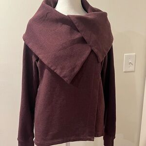 Burgundy Oversized Scarf Collar Sweatshirt by Zella